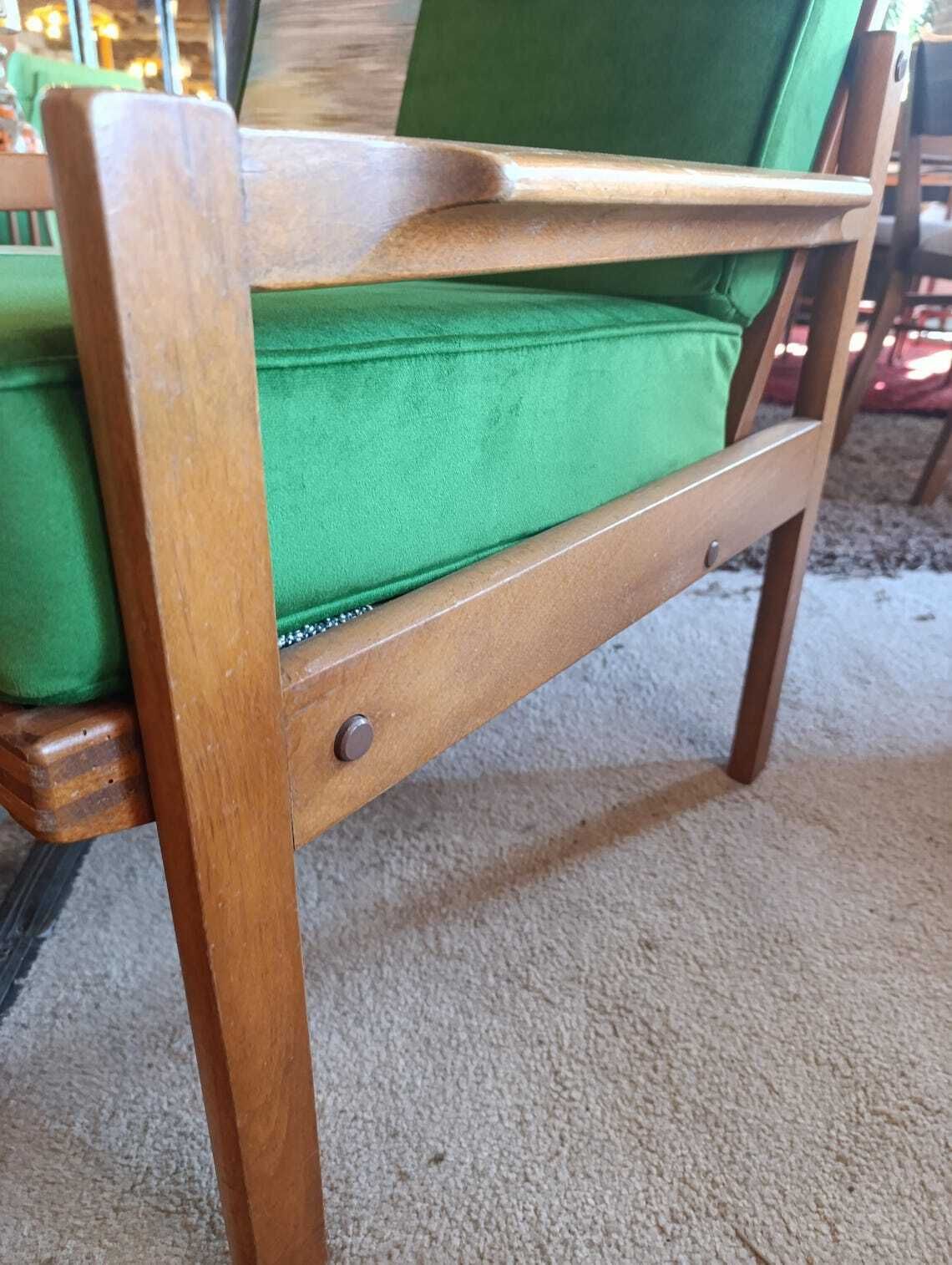 1960s Centa Lounge Armchair  Solid Teak Frame  Newly Upholstered In Green Velvet photo vintage