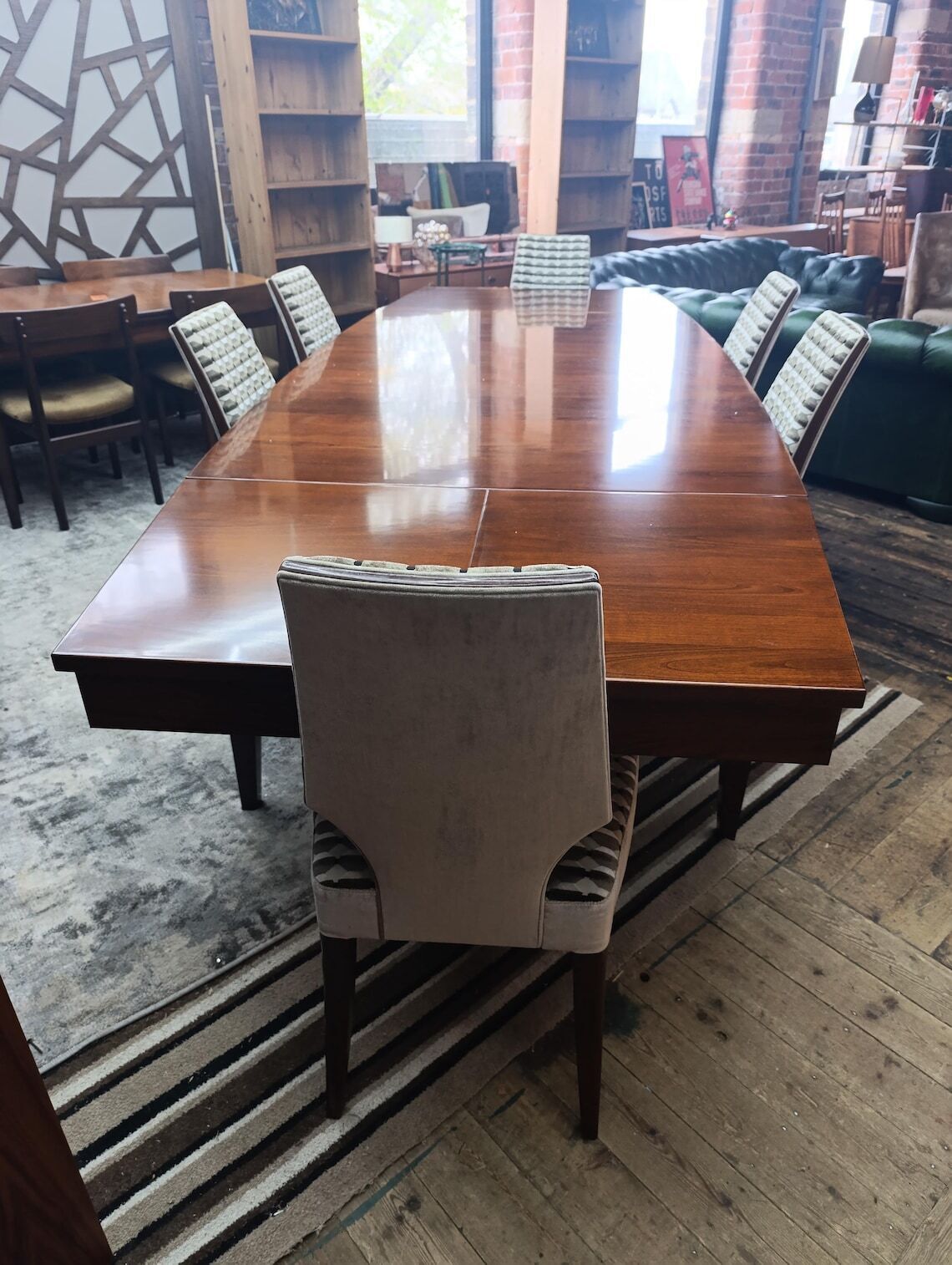 Italian Selva Extending Dining Table With Six Upholstered Chairs photo furniture