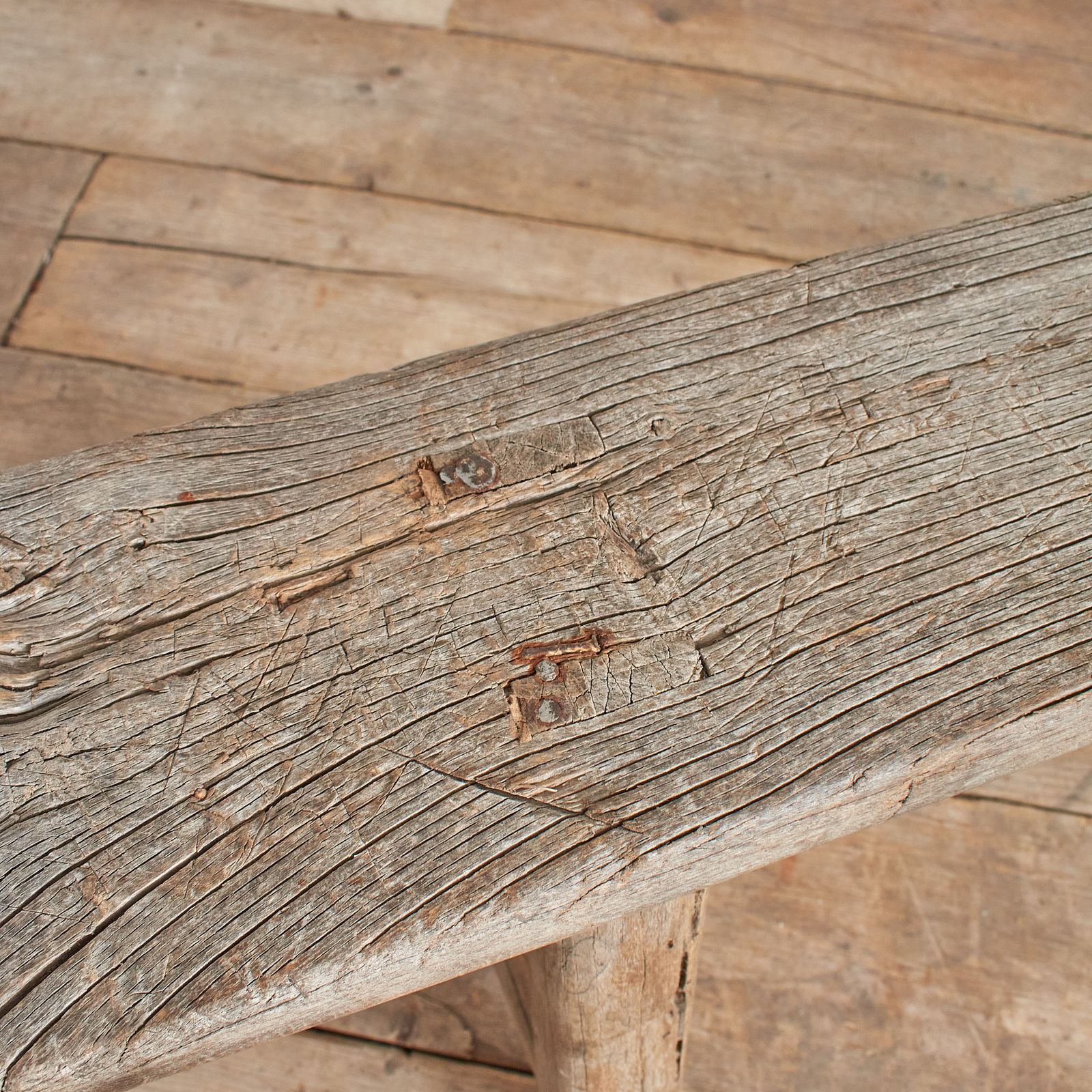 Antique Reclaimed Rustic Wooden Hallway Pig Bench  Dc photo for sale
