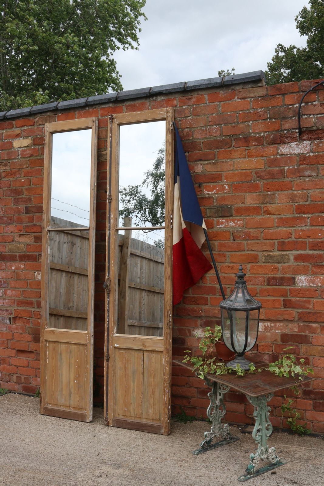 Antique French Chateau Floor Standing Mirror Doors 263cm High