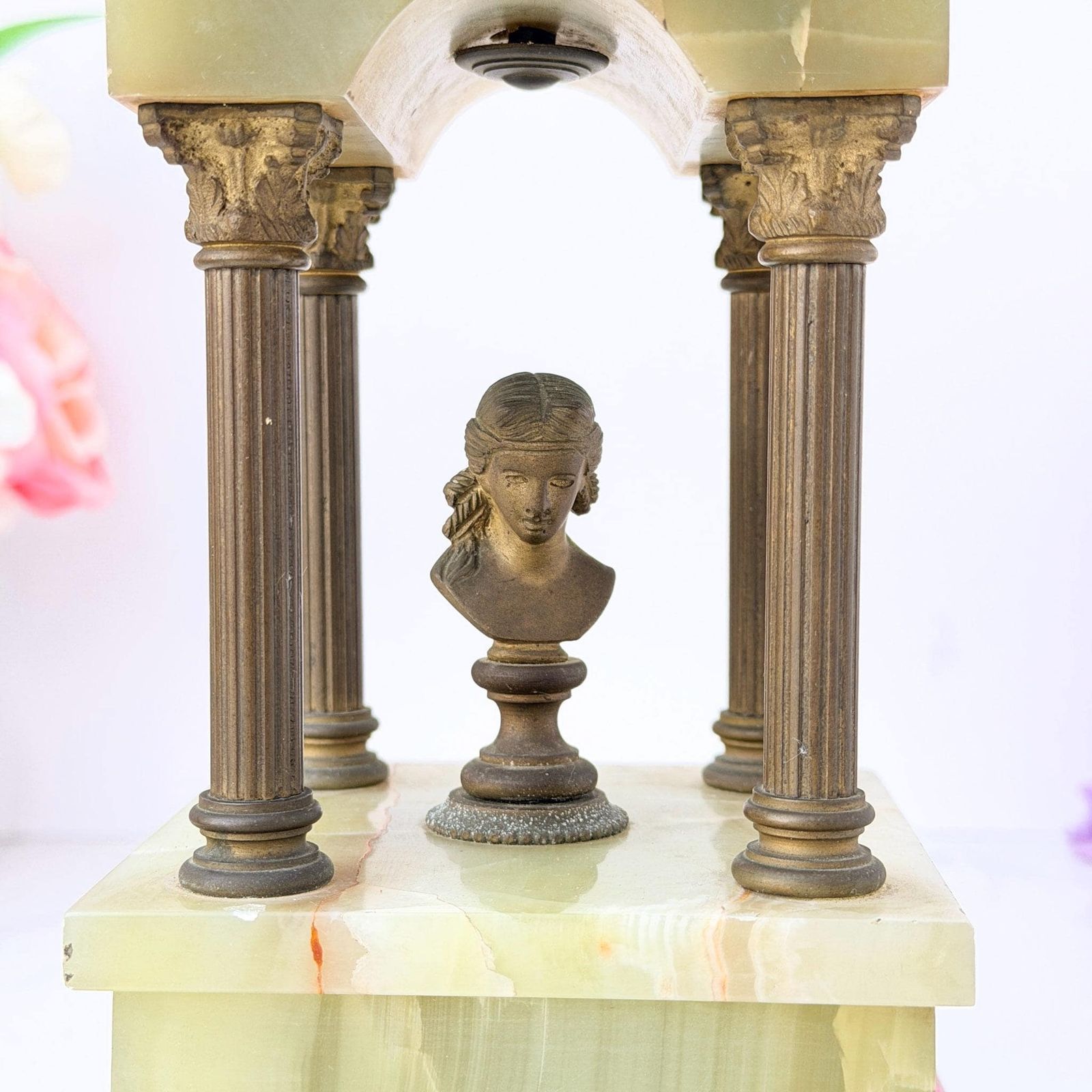 Art Antique Green Onyx Grand Tour Architectural Tempietto Bust photo
