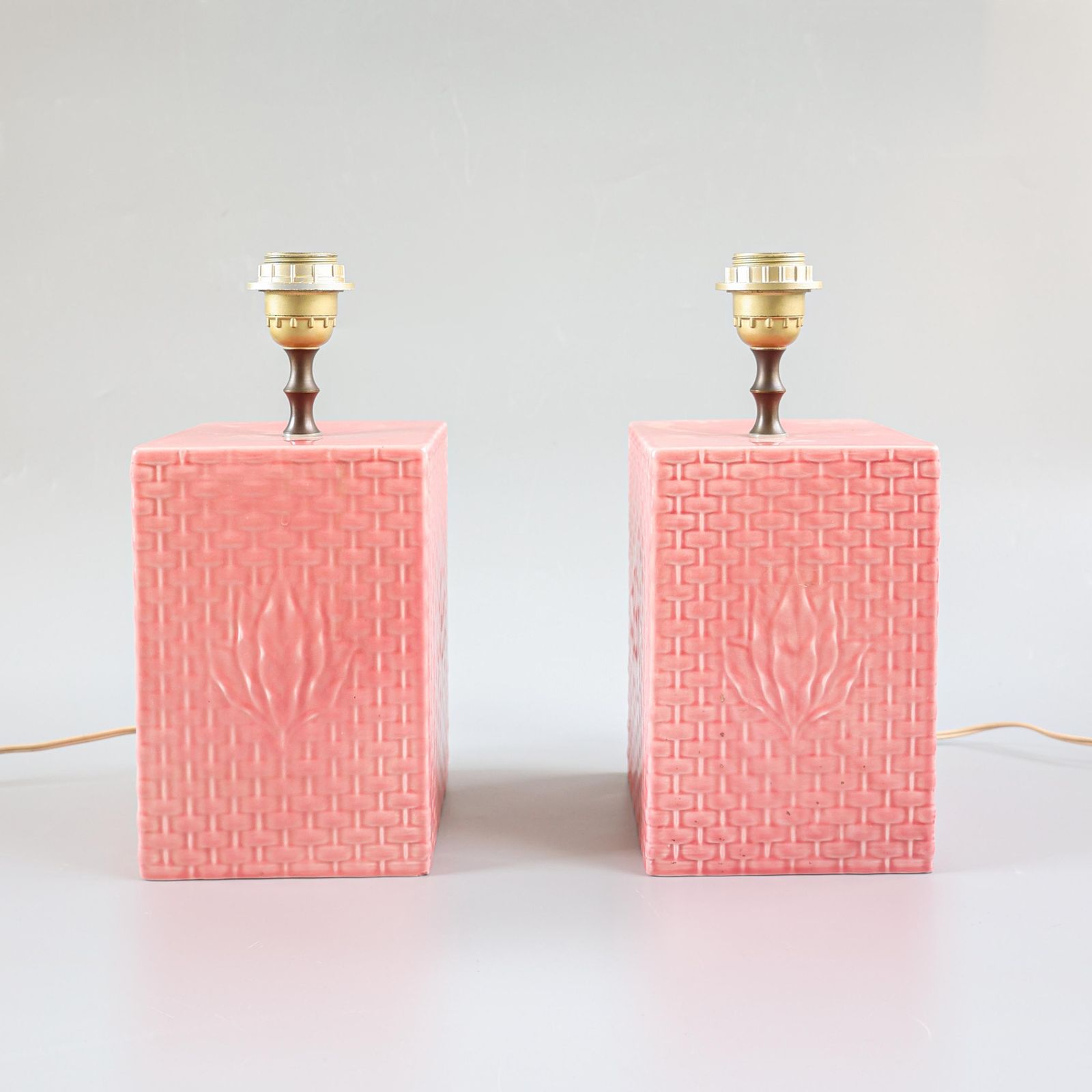 Italian Pink Ceramic Table Lamps, 1970s, Set Of Two
