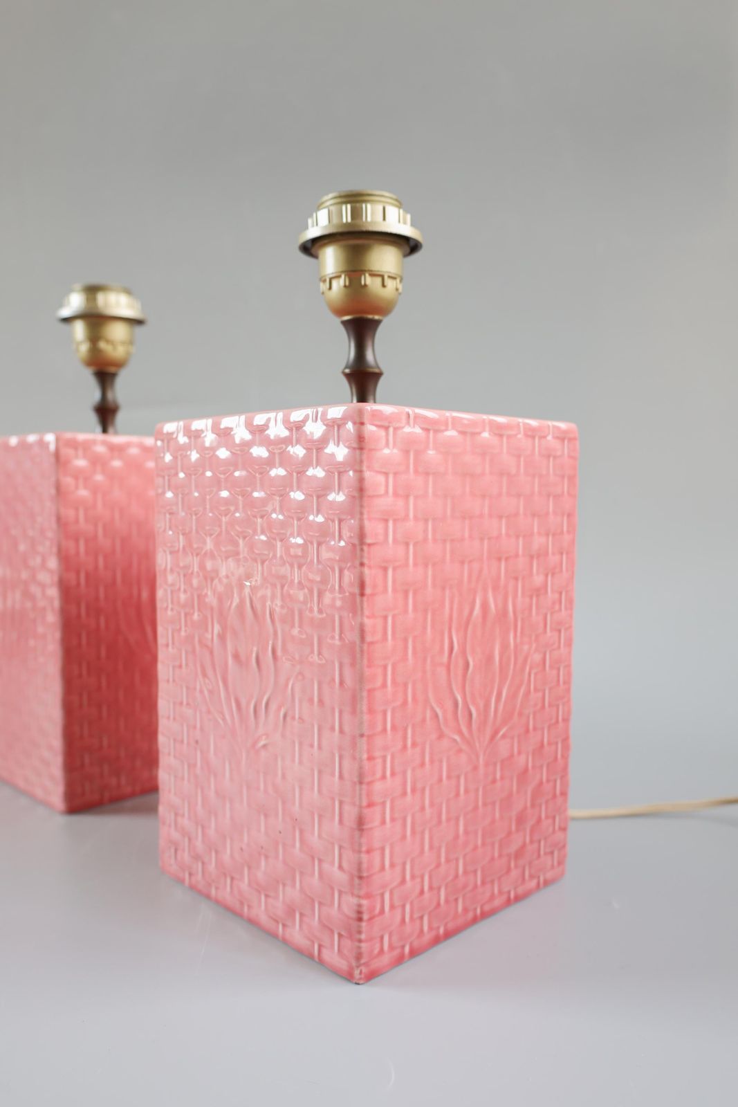Italian Pink Ceramic Table Lamps, 1970s, Set Of Two photo furniture