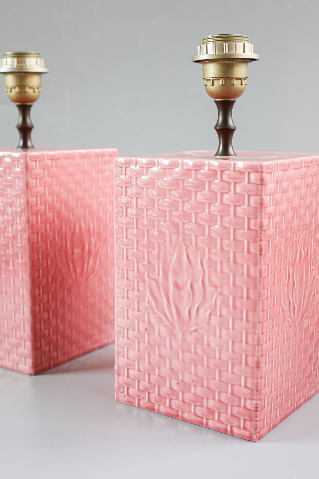 Italian Pink Ceramic Table Lamps, 1970s, Set Of Two photo buy
