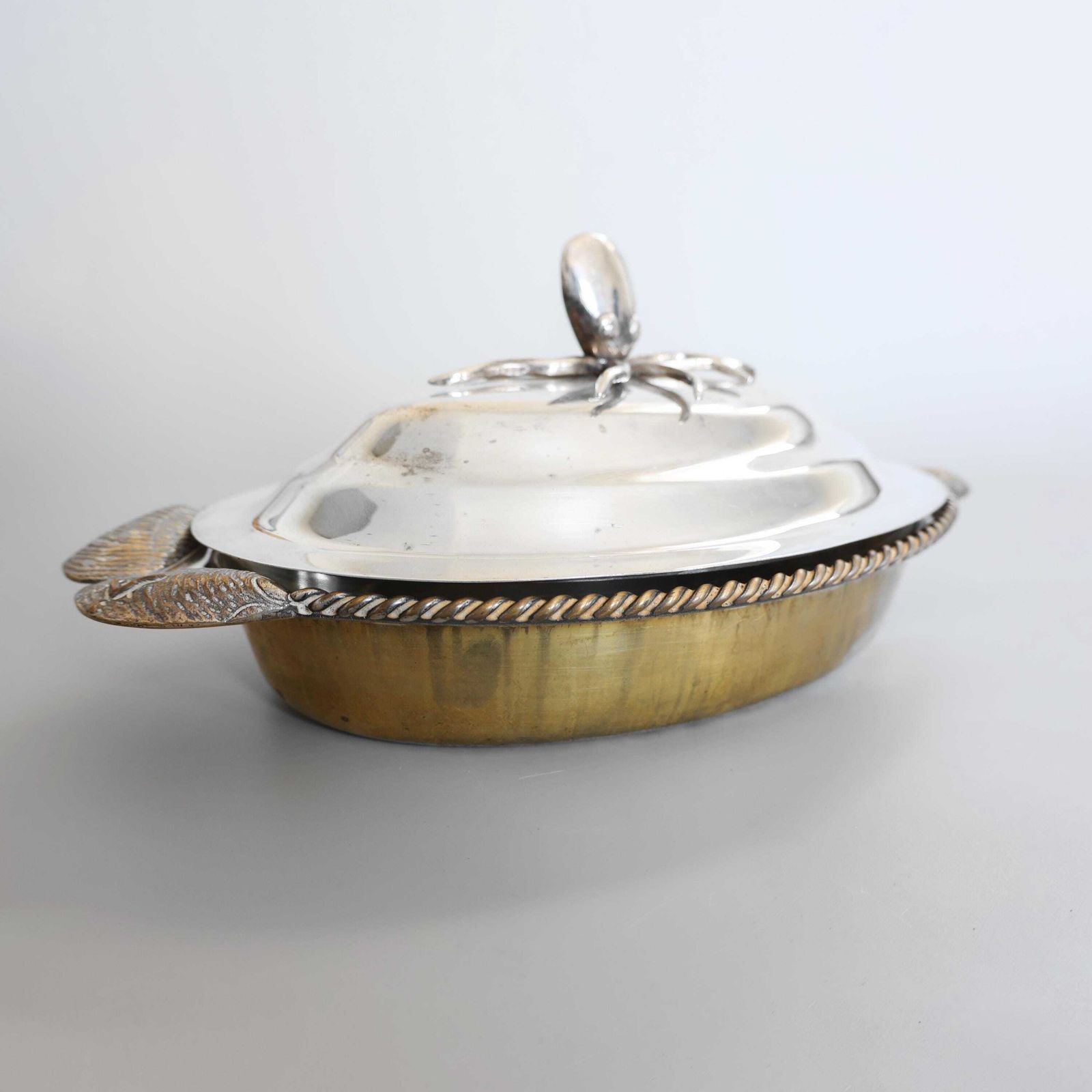photo for sale Silver Plated Large Tureen By Teghini Italy, 1970s.