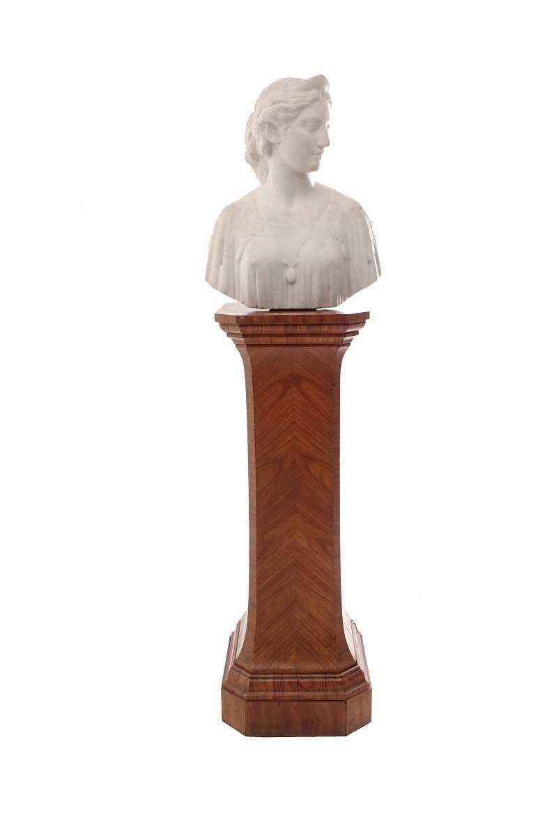 photo furniture White Carrara Marble Bust Of A Woman 1860s   Attributed To Hiram Powers