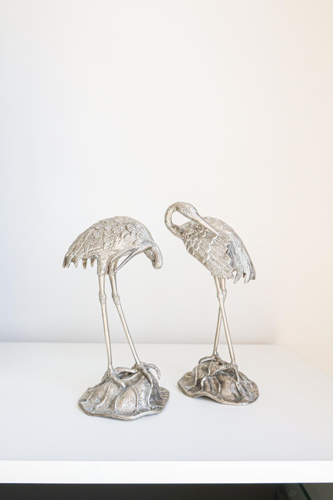 Set van 2 verzilverde reigers, toegeschreven aan Maison Baguès photo 357.0