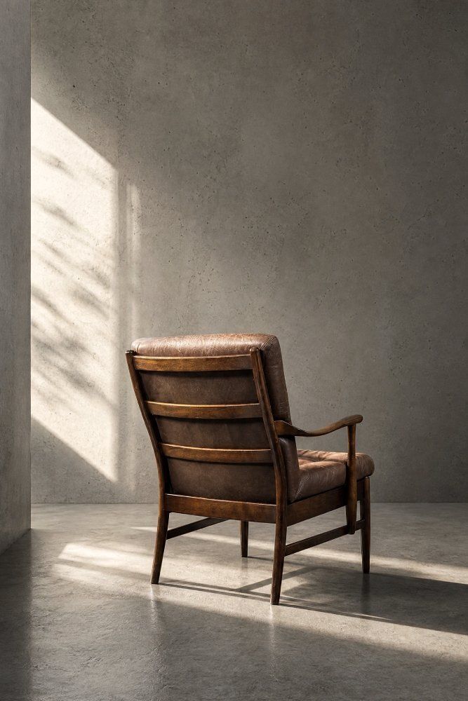 Mid-Century Deens Modern fauteuil in beukenhout en bruin leer van Farstrup Møbler, jaren 1970 photo for sale