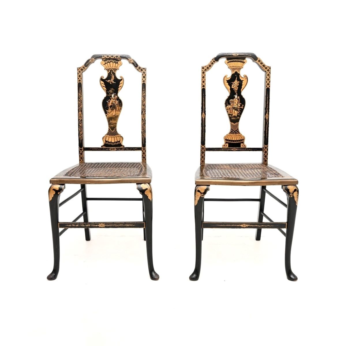 Pair Of Antique Lacquered Chinoiserie Side Chairs photo furniture