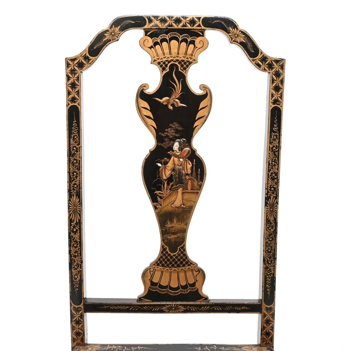 Pair Of Antique Lacquered Chinoiserie Side Chairs photo for sale