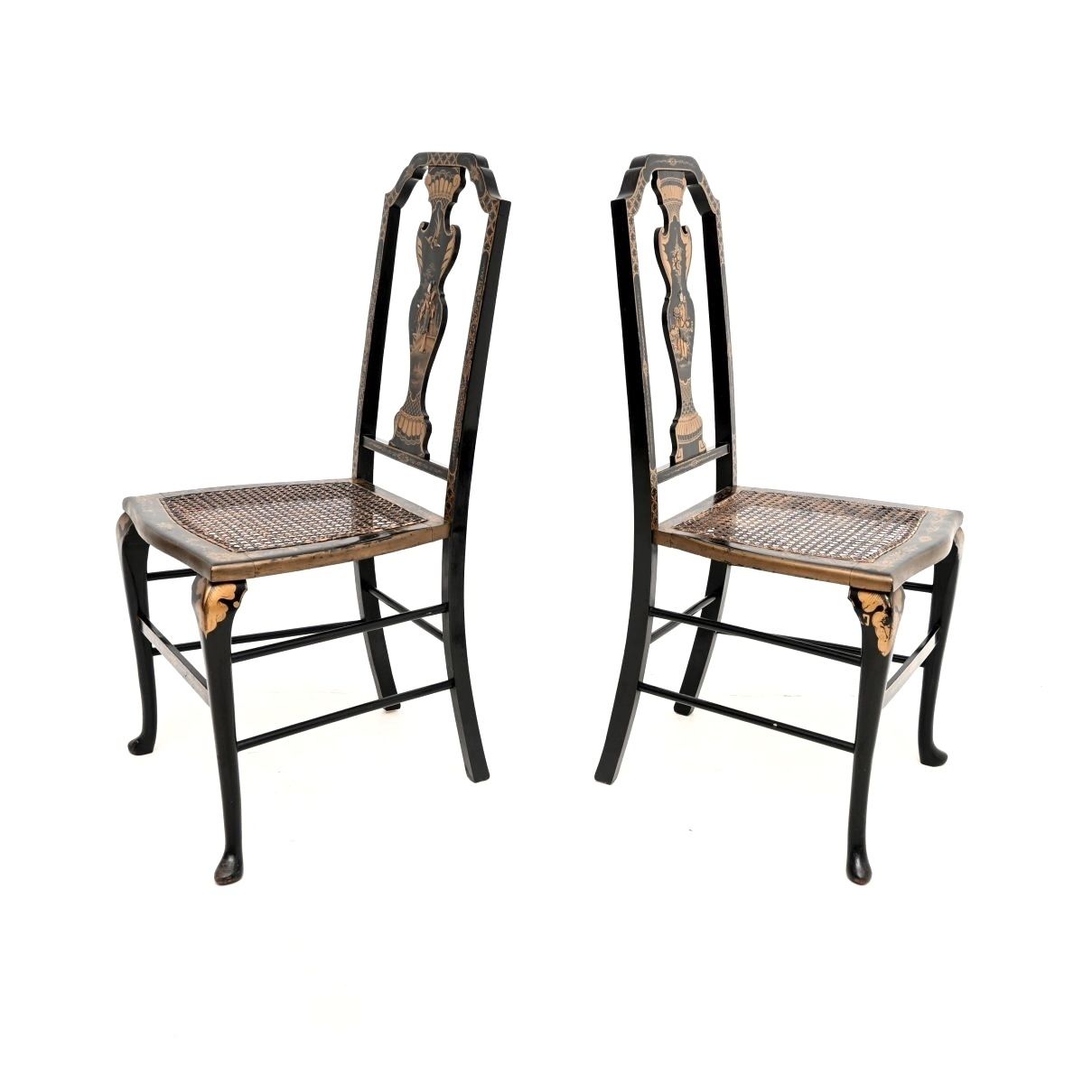 photo furniture Pair Of Antique Lacquered Chinoiserie Side Chairs