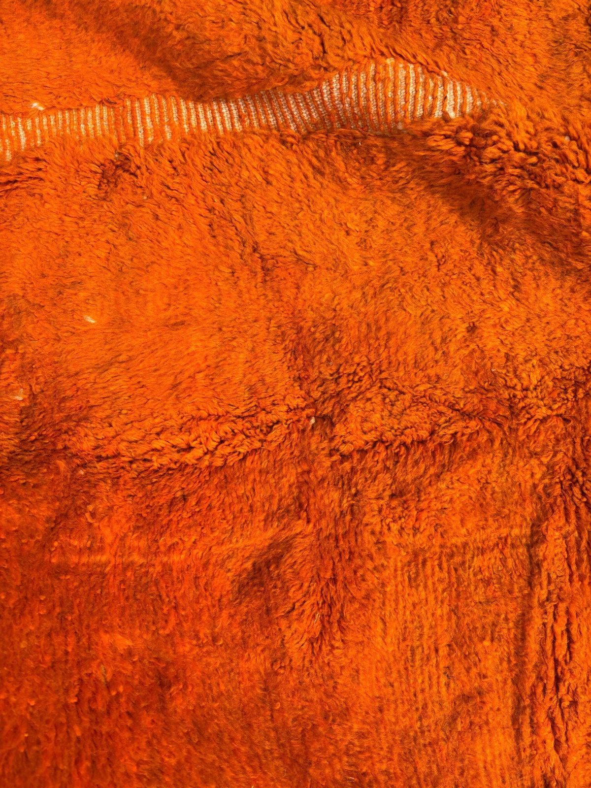 Textiles Tapis Mrirt berbère marocain fait main, laine orange, 210 x 320 cm, tapis texturé moderne, motif abstrait, grand tapis de salon photo