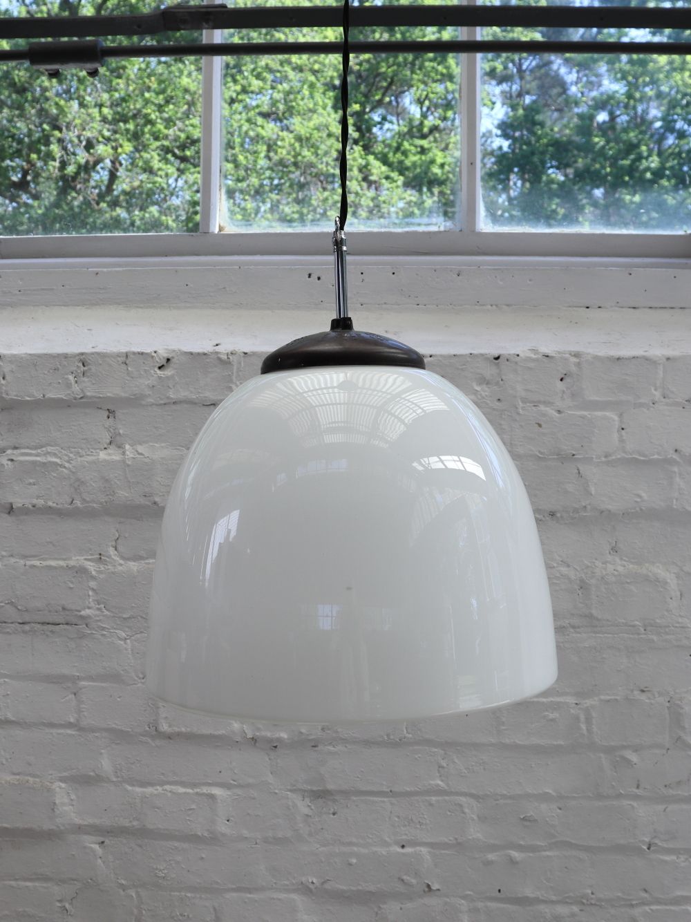 275.0 Beautiful Vintage Czech Opaline Sunburst Pendant Light photo
