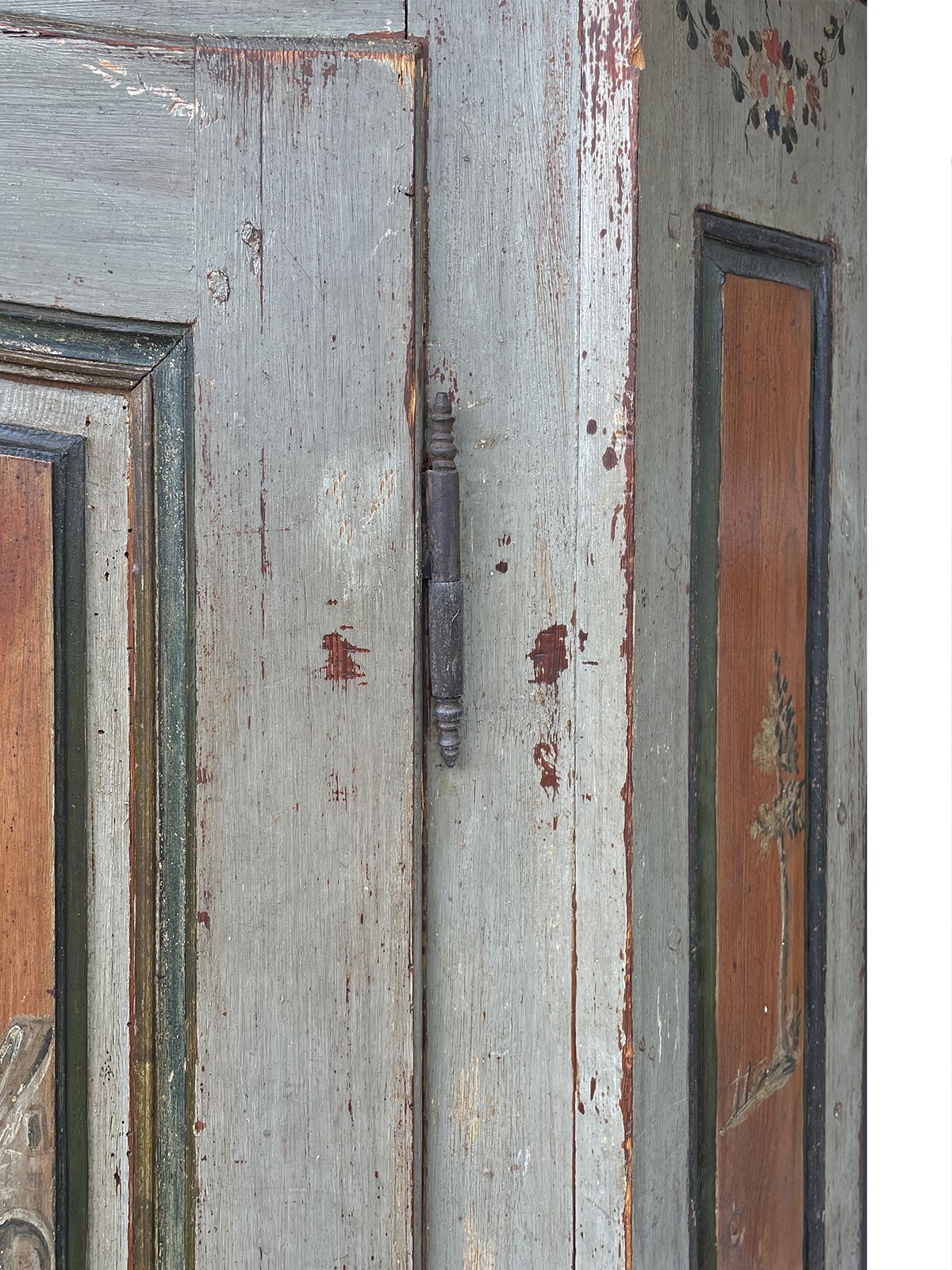 photo furniture Antique Painted Wardrobe, Dated 1804