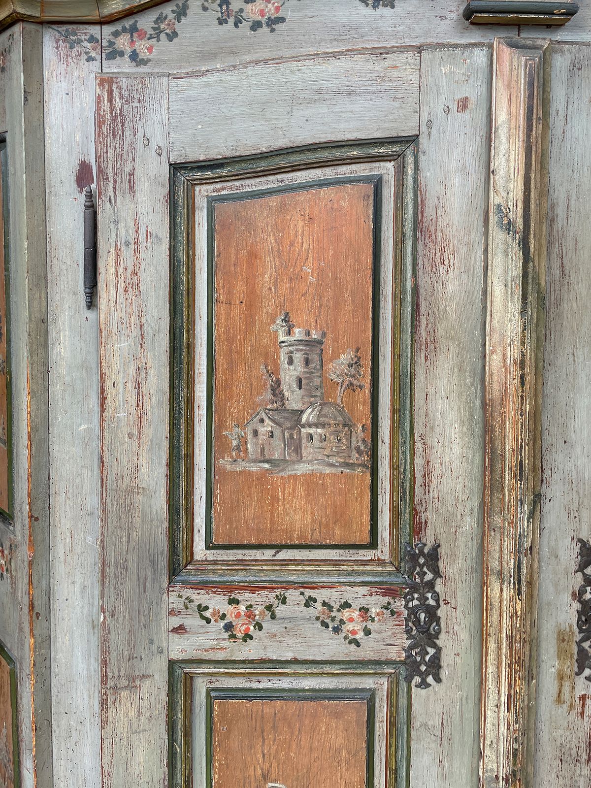 Furniture Antique Painted Wardrobe, Dated 1804 photo