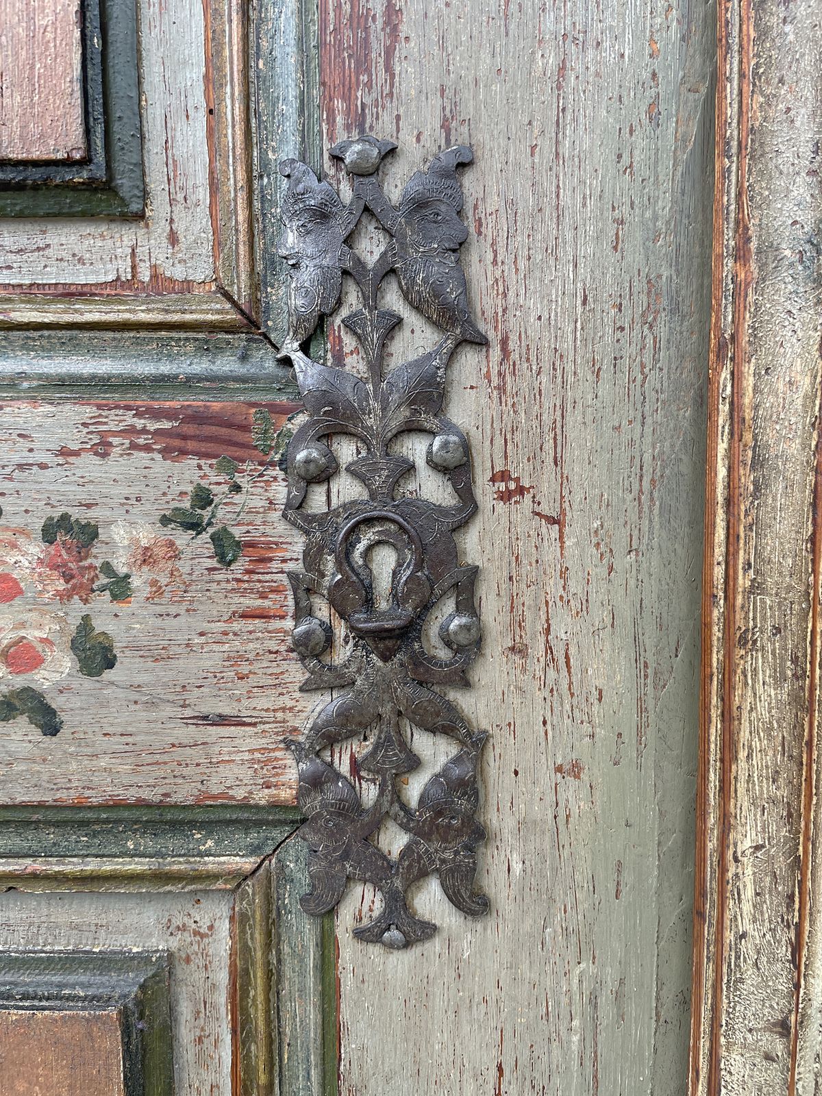 5500.0 Antique Painted Wardrobe, Dated 1804 photo