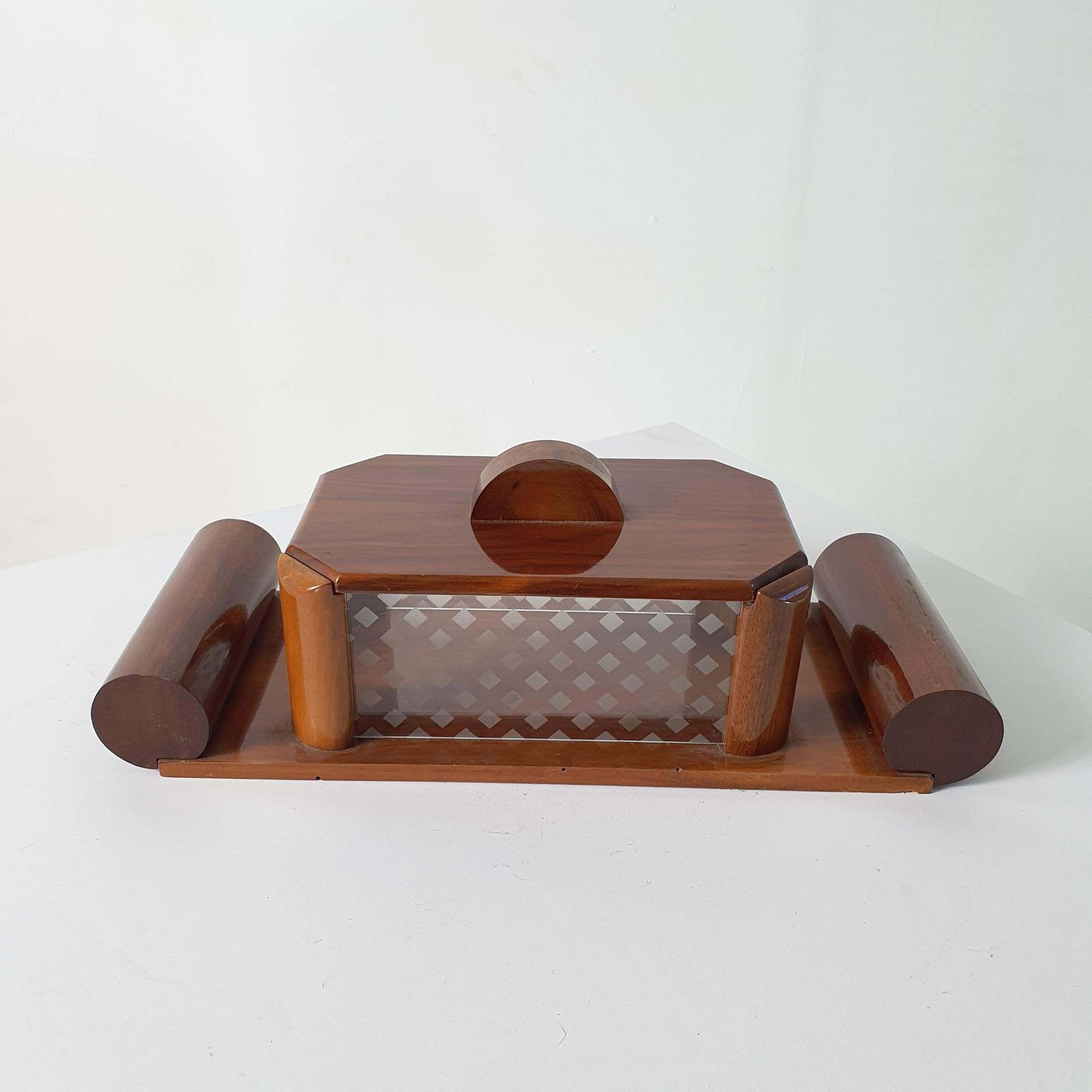 Art Deco Decorative Box In Walnut And Etched Glass Italy  Circa 1930 photo furniture