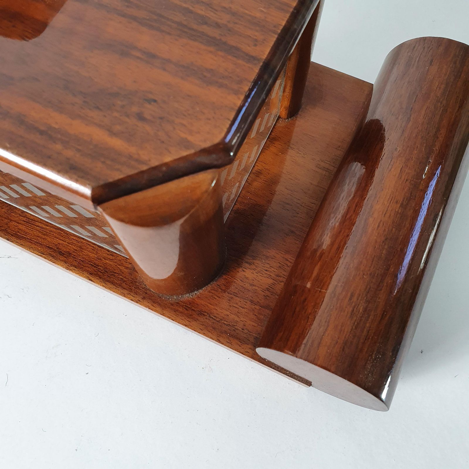 Art Deco Decorative Box In Walnut And Etched Glass Italy  Circa 1930 photo vinterior