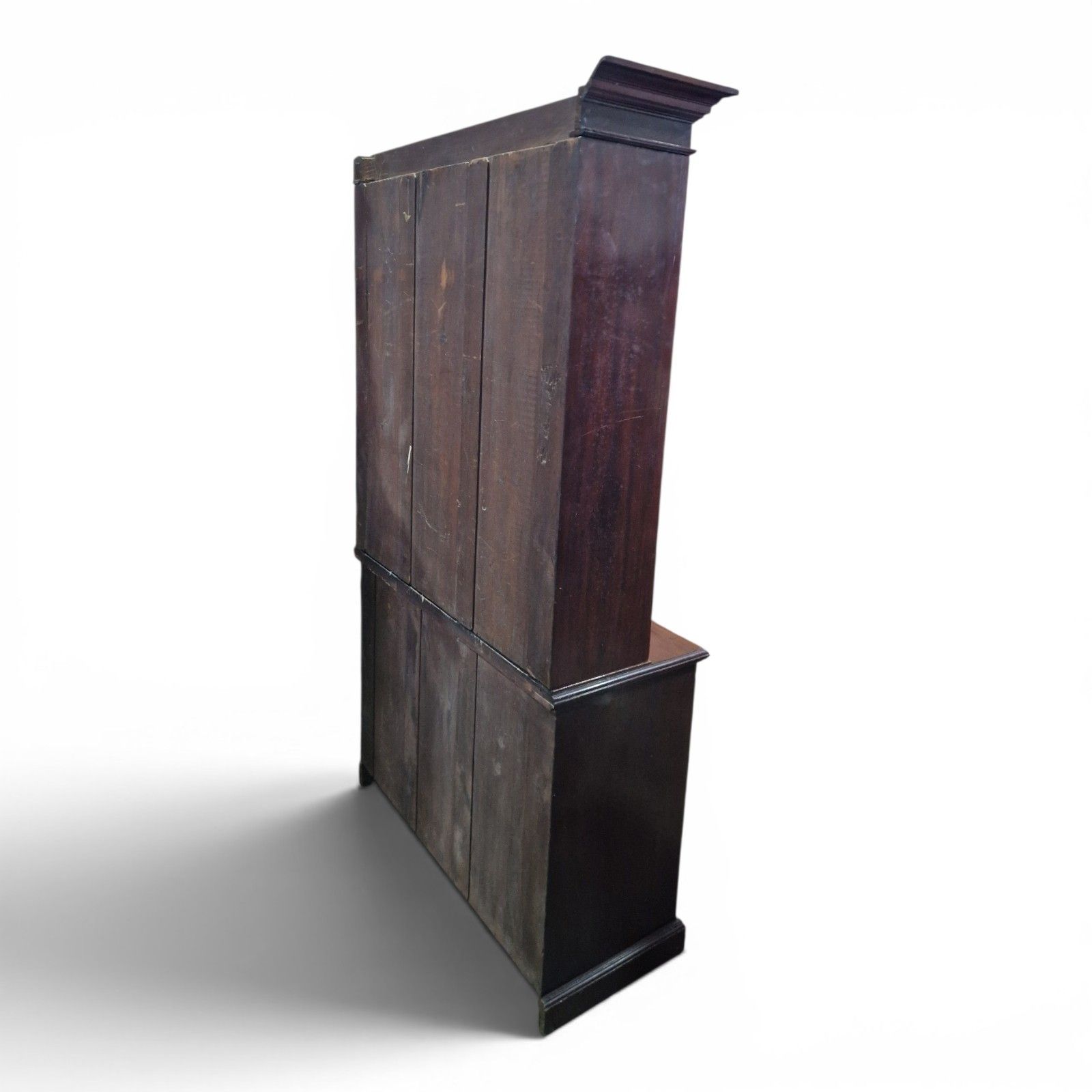 photo for sale Antique Walnut Bookcase Display Cabinet Glazed Cupboard Carved Edwardian