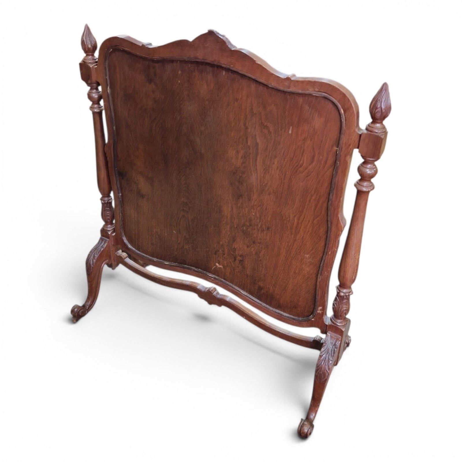 Home Decor Antique Carved Walnut Firescreen Draught Screen Needlepoint Panel Victorian photo