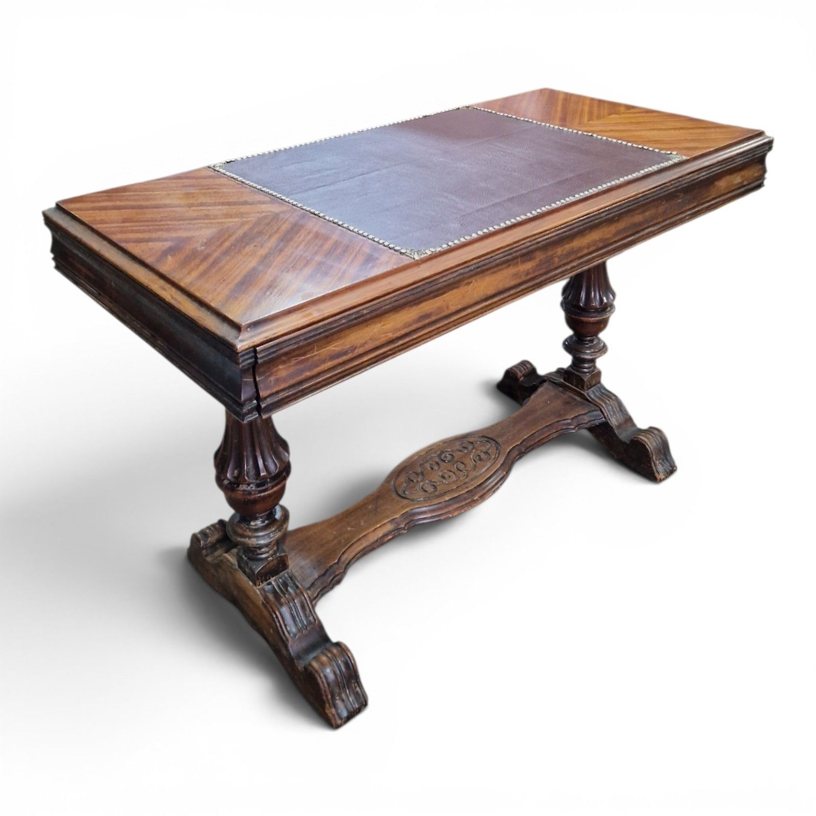 photo for sale Antique Victorian Metamorphic Library Table Extending Desk Leather Top Walnut
