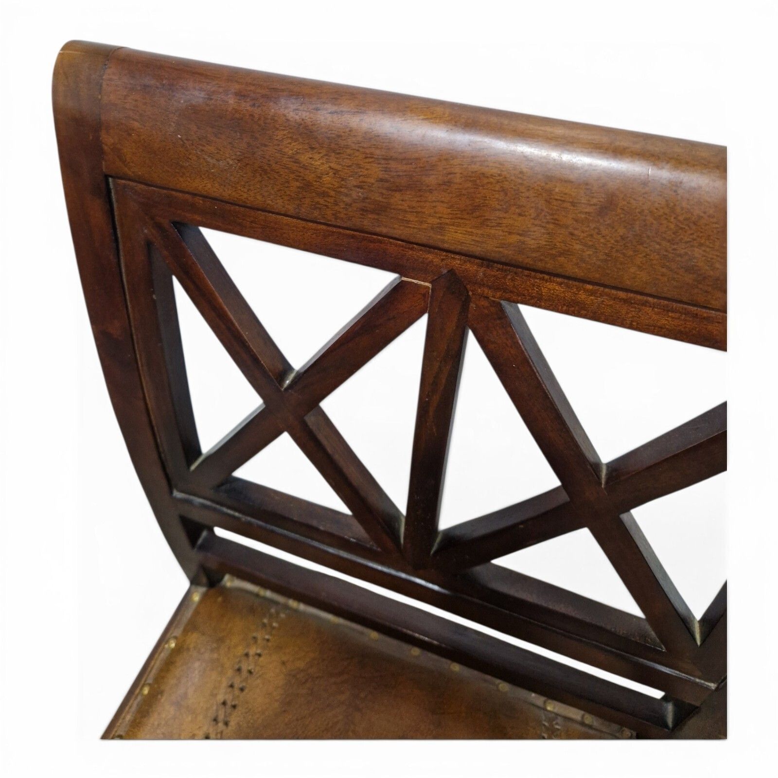 Antique Regency Mahogany Desk Chair Leather Seat Lattice Back Hall Chair photo buy