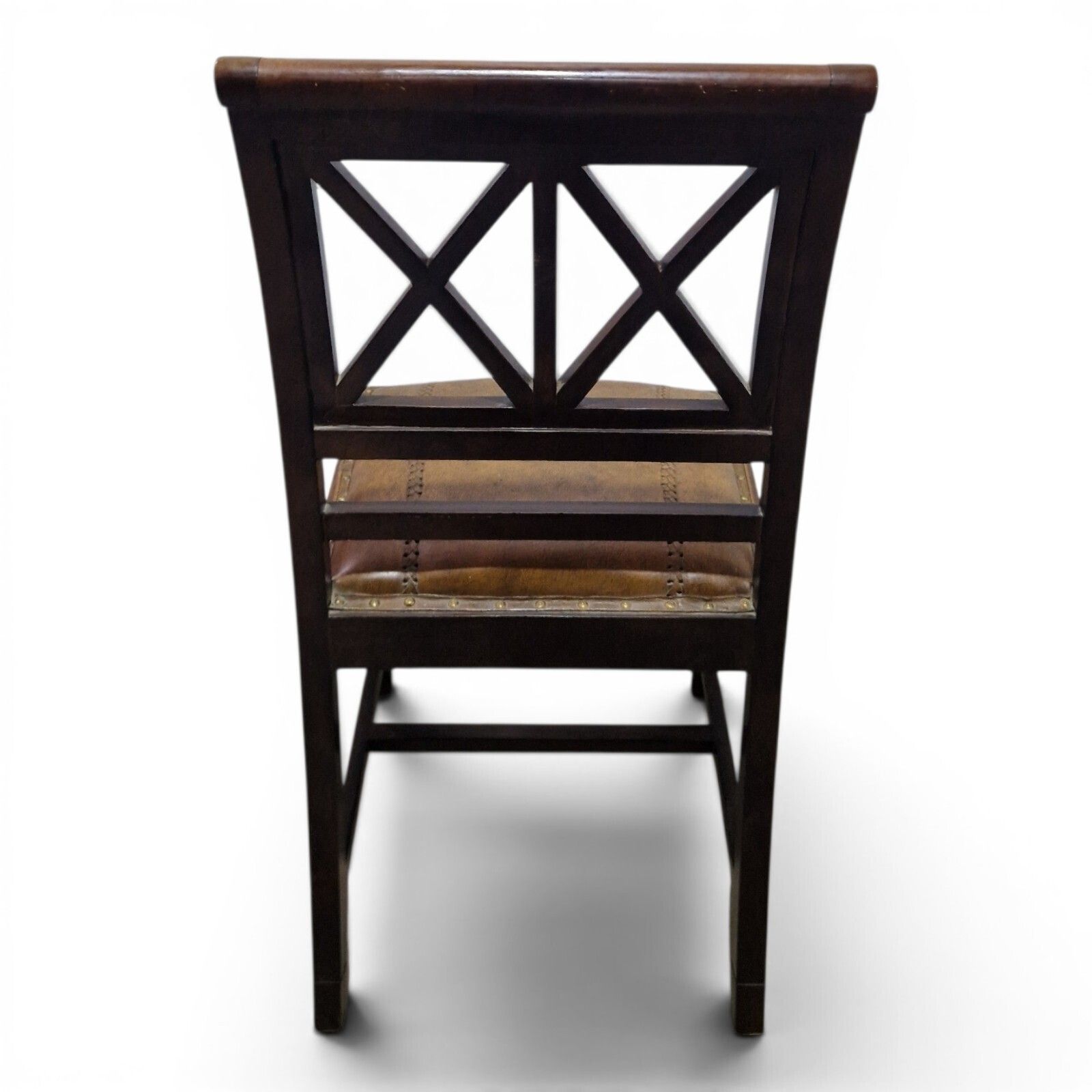 photo vinterior Antique Regency Mahogany Desk Chair Leather Seat Lattice Back Hall Chair