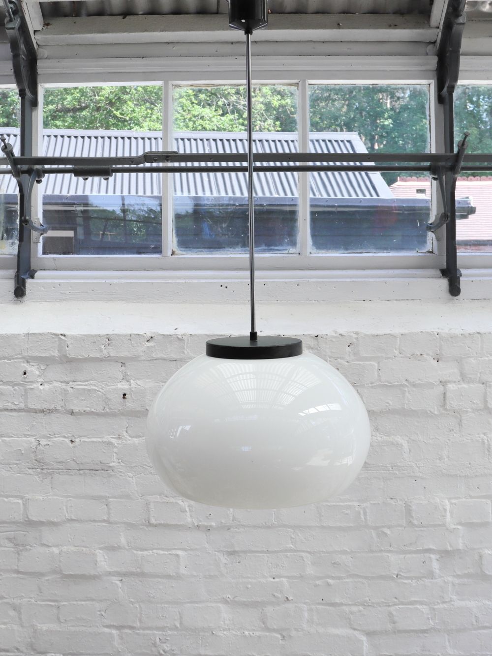 Beautiful Extra Large Vintage Opaline Pendant Light