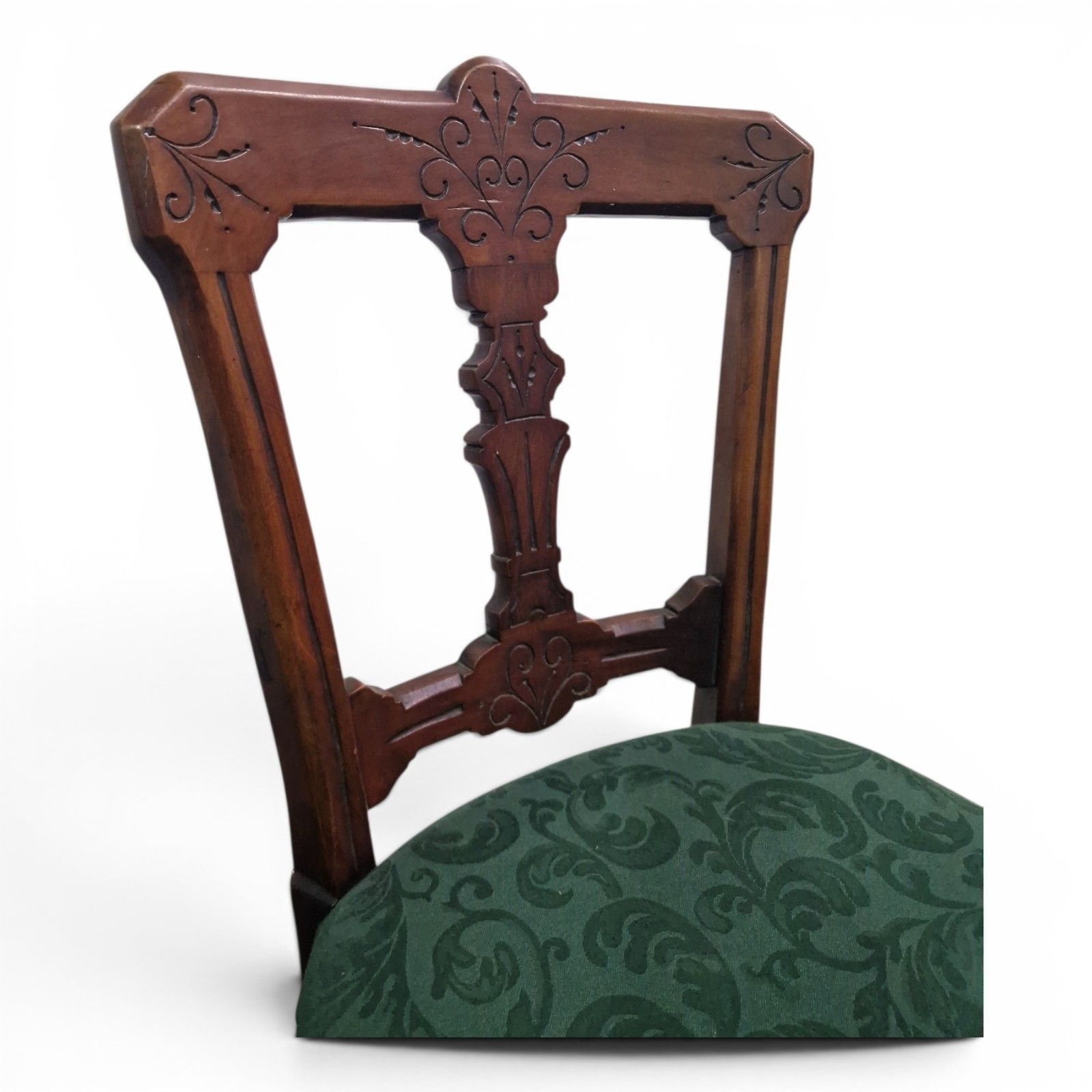 Antique Victorian Reilly Patent Dining Chair Carved Mahogany Hall Side Chair photo vinterior