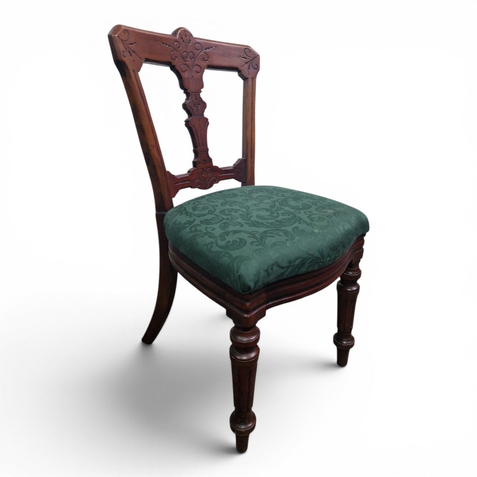 photo furniture Antique Victorian Reilly Patent Dining Chair Carved Mahogany Hall Side Chair