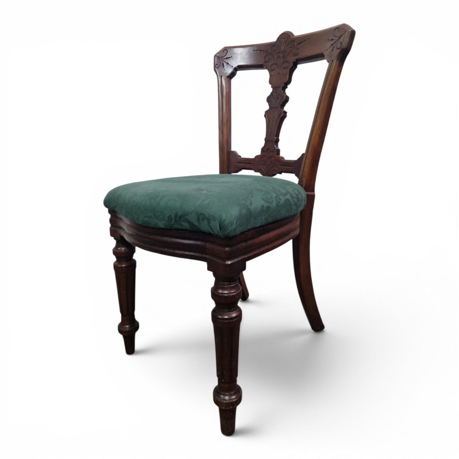 photo vinterior Antique Victorian Reilly Patent Dining Chair Carved Mahogany Hall Side Chair