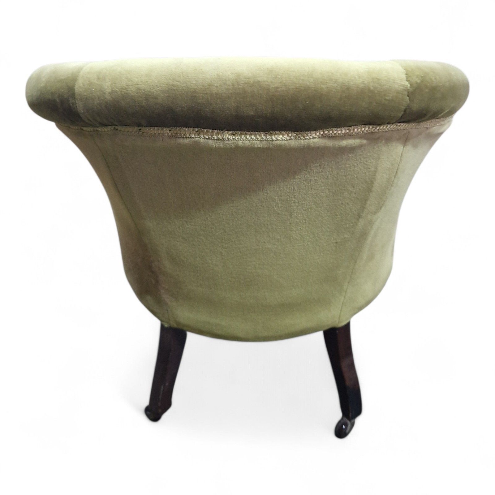 photo for sale Antique Victorian Horseshoe Tub Chair Button Back Upholstered Salon Armchair