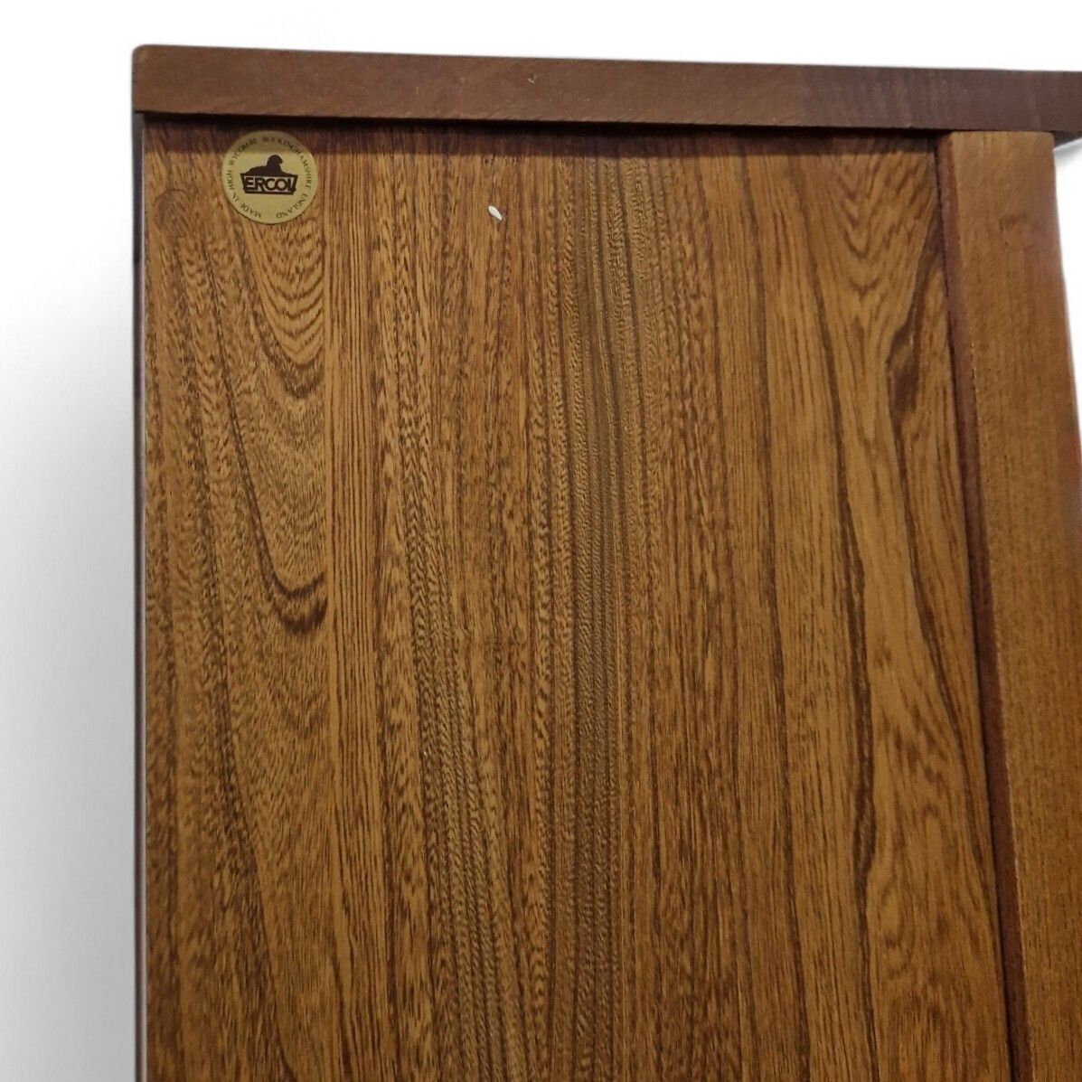 photo vinterior Vintage Ercol Elm Corner Cabinet Cupboard Display Shelves Storage Unit 1 Of Pair