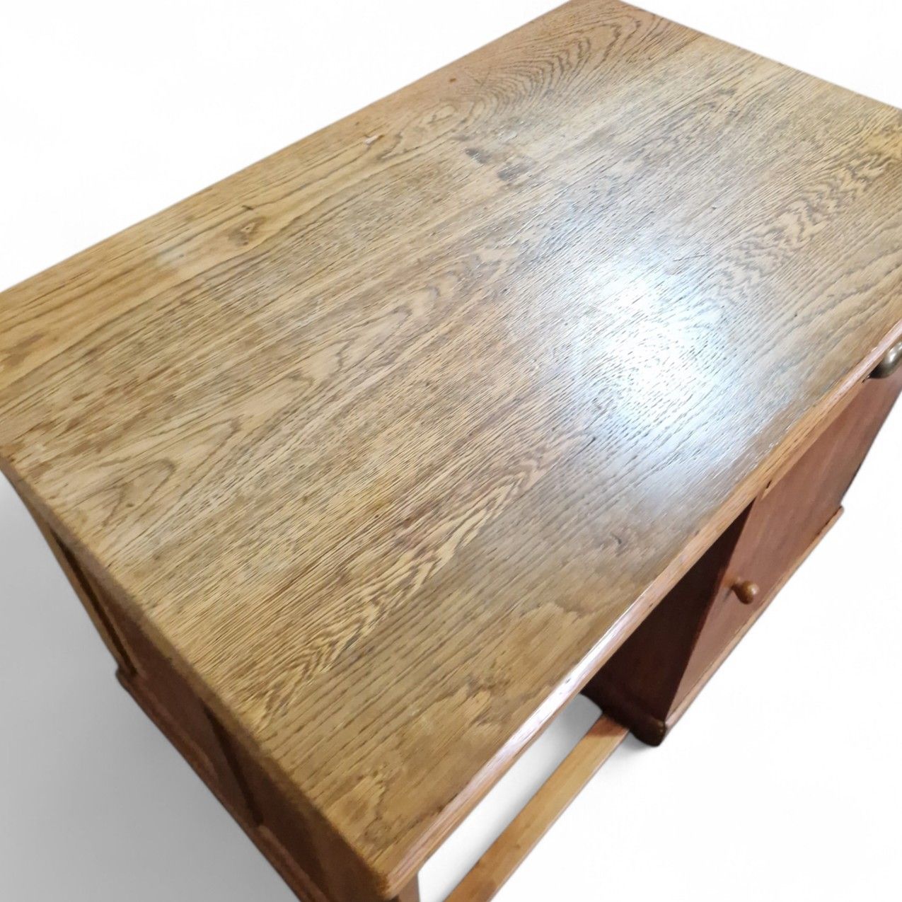Antique Oak Single Pedestal Desk Industrial Writing Desk Panelled Office Desk photo buy