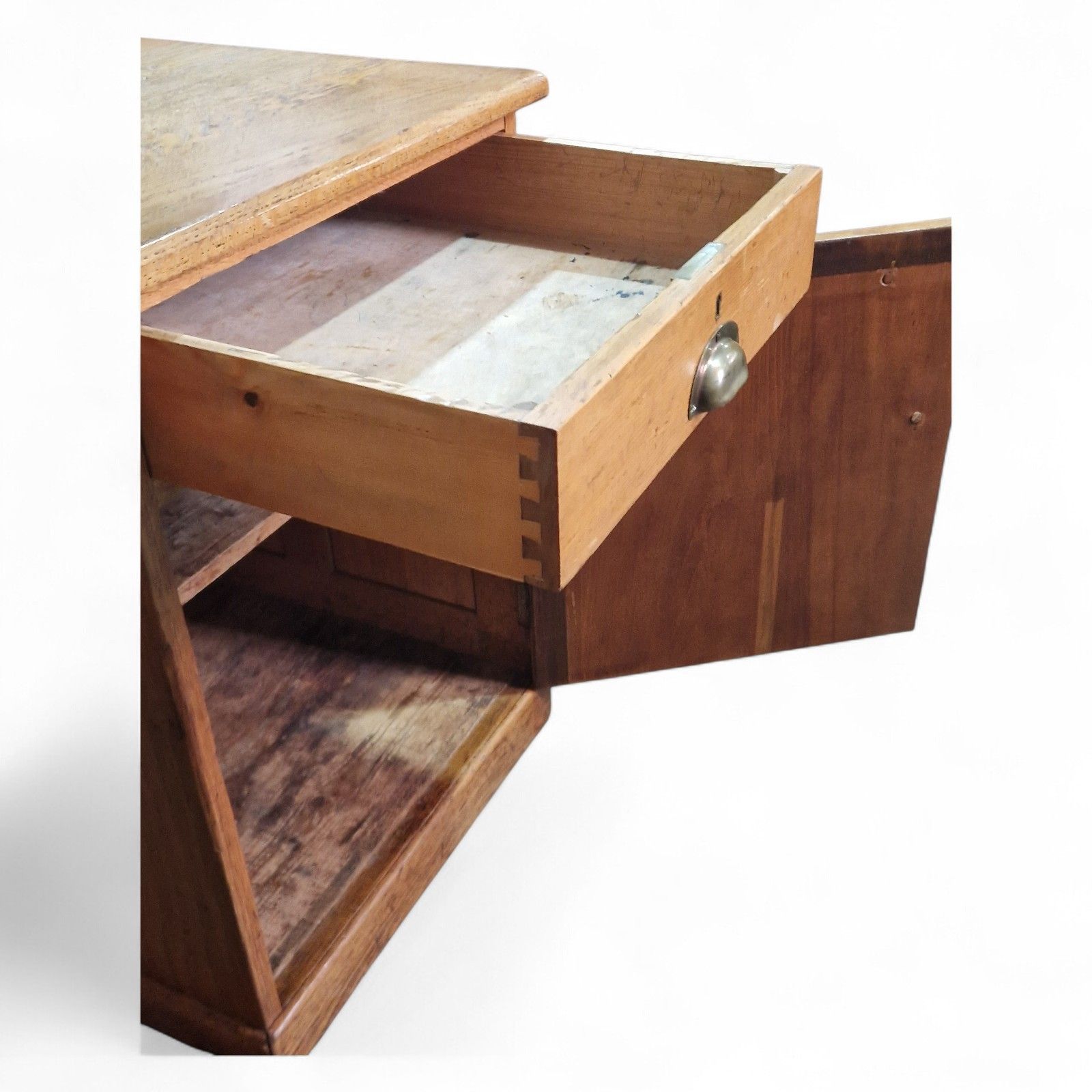 photo vinterior Antique Oak Single Pedestal Desk Industrial Writing Desk Panelled Office Desk