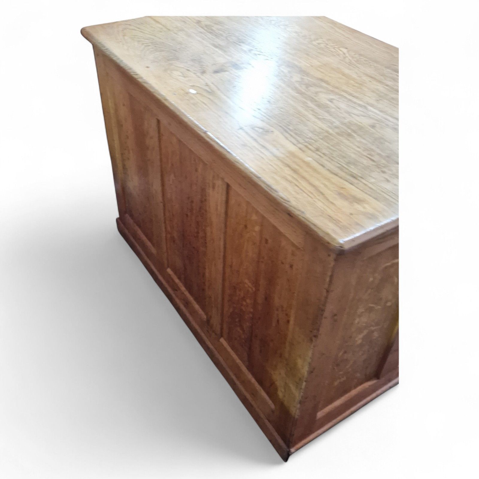 photo vintage Antique Oak Single Pedestal Desk Industrial Writing Desk Panelled Office Desk