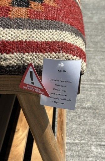 Beautiful Contemporary Kilim Kelem Flat Weave Upholstered Bench Seat With Rack photo vinterior