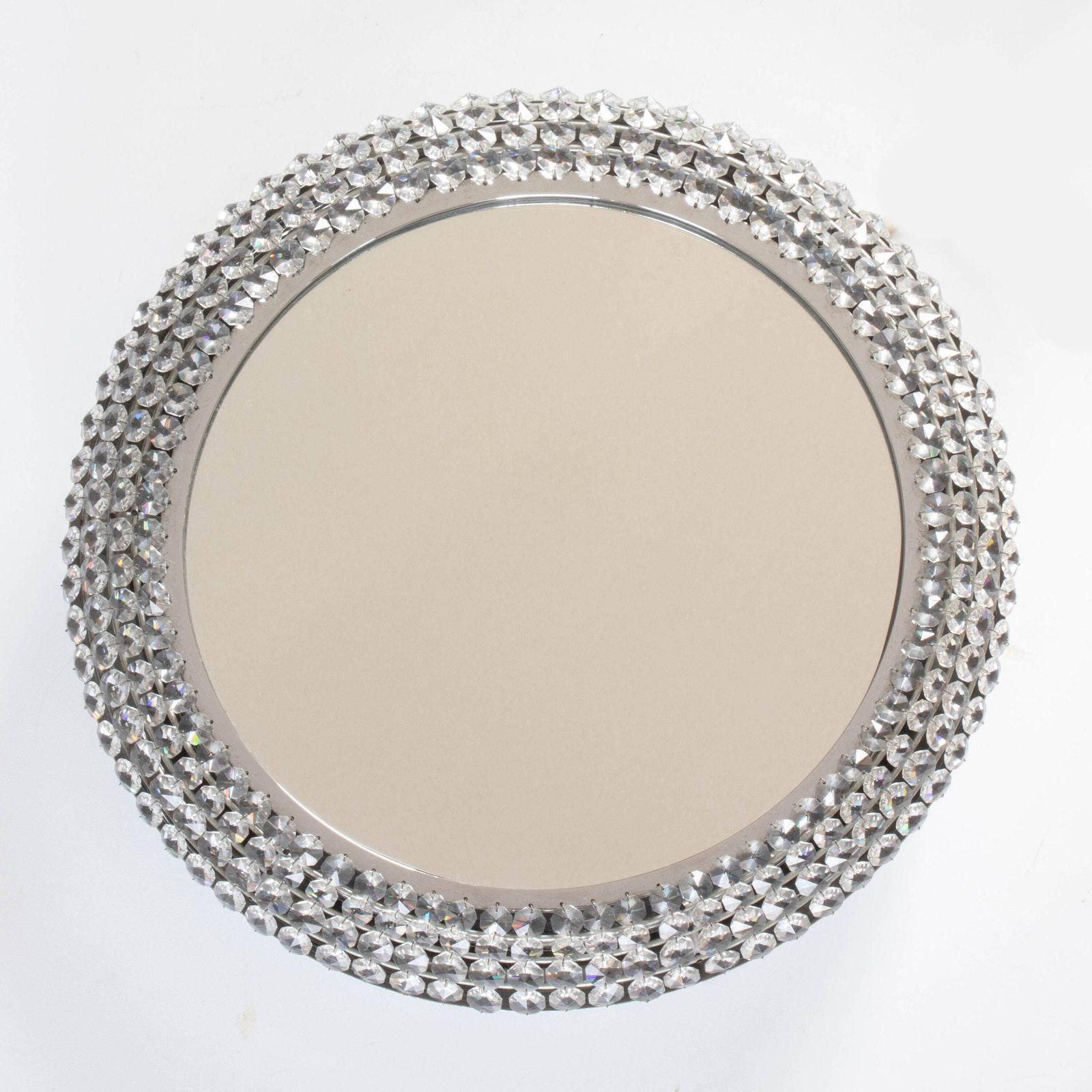 Miroir mid-century en verre cristal rétroéclairé Palwa, années 1970 photo vinterior