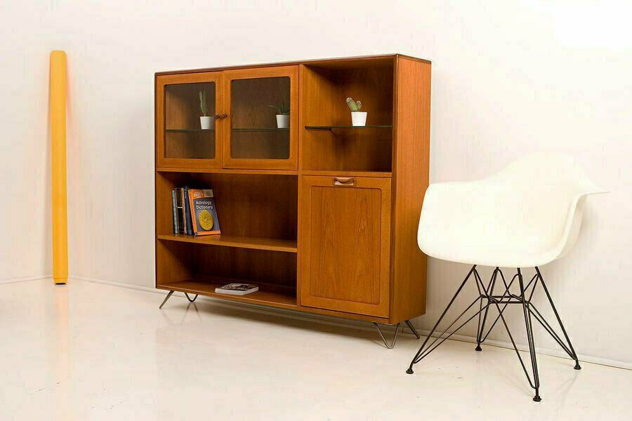 Vintage G Plan Mid Century Retro Teak Glass Display Drinks Cabinet Shelves