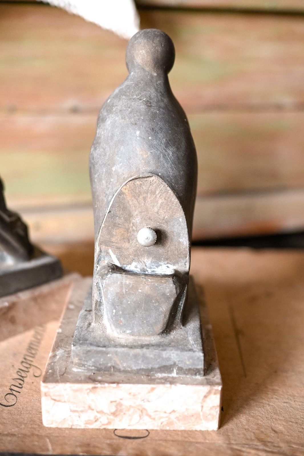 Art Deco Pigeon Bookends | Pair Spelter Bird Sculptures | Pink Marble Base | French 1930s | Desk Library Decor photo vinterior