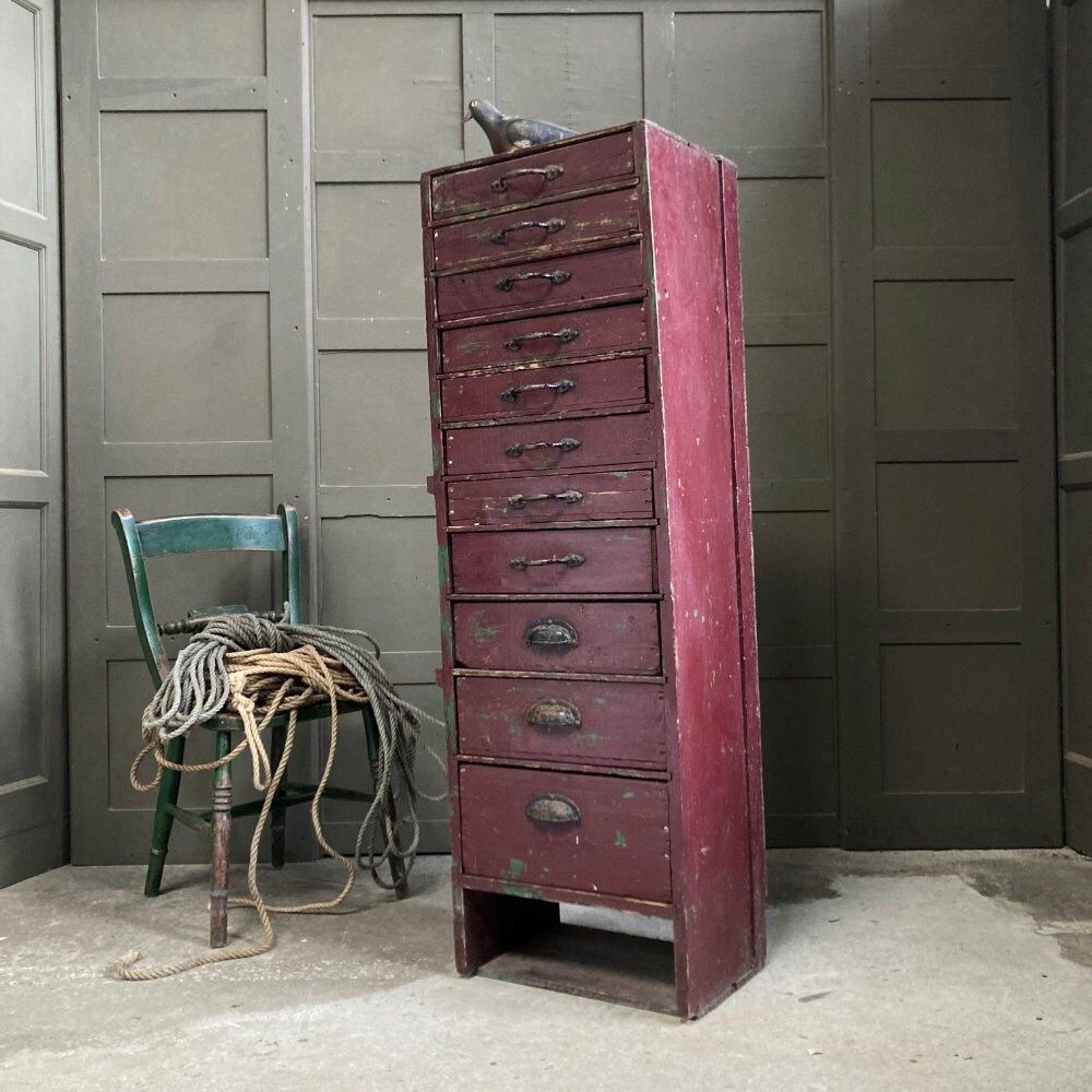 Vintage Homemade Bank Of Drawers