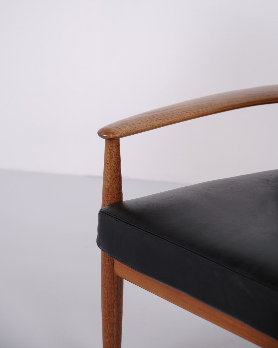 Armchair By Grete Jalk For France & Søn In Teak And Black Leather, 1960s photo 2367.0