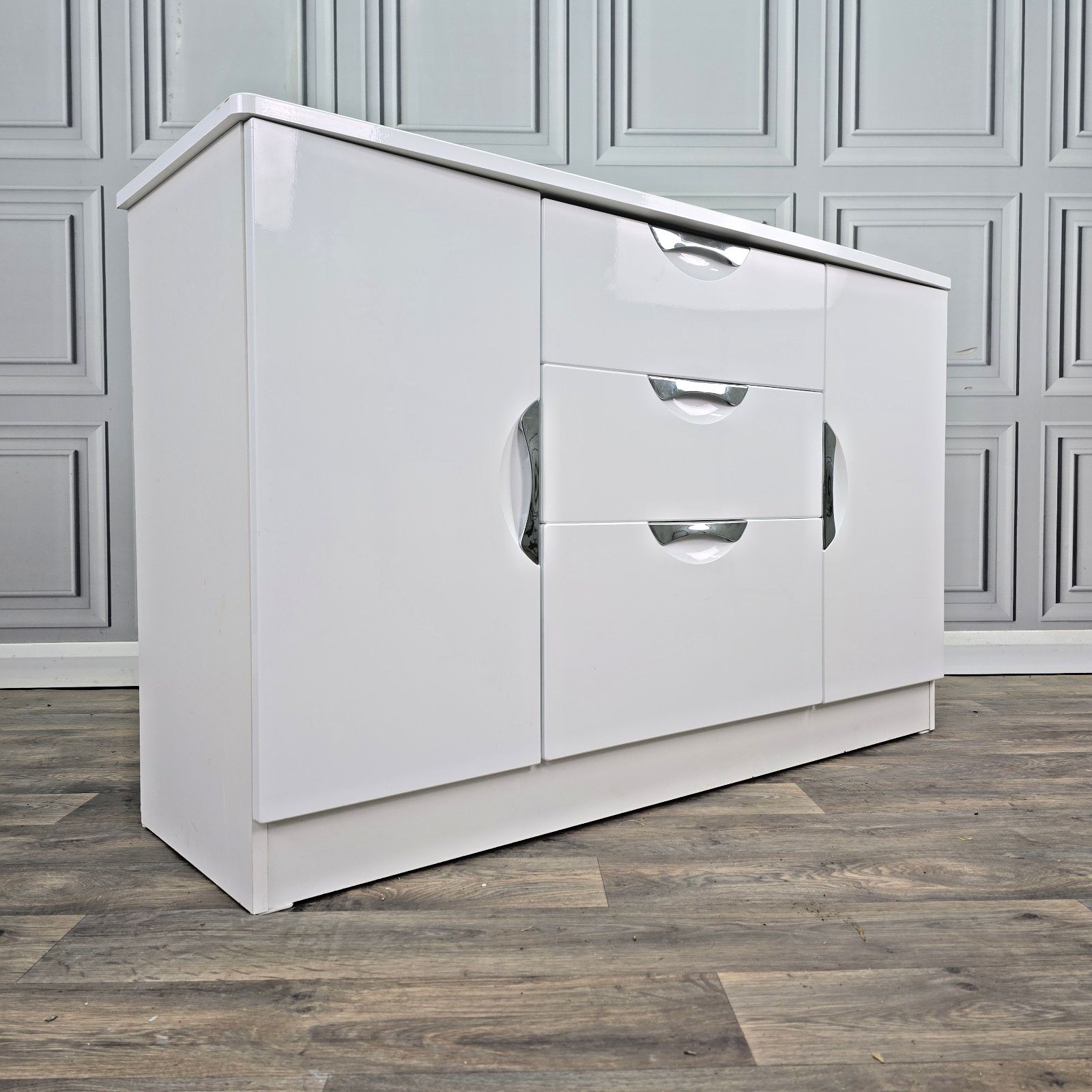 Contemporary Gloss White Sideboard Cabinet Cupboard & Drawers Modern Storage