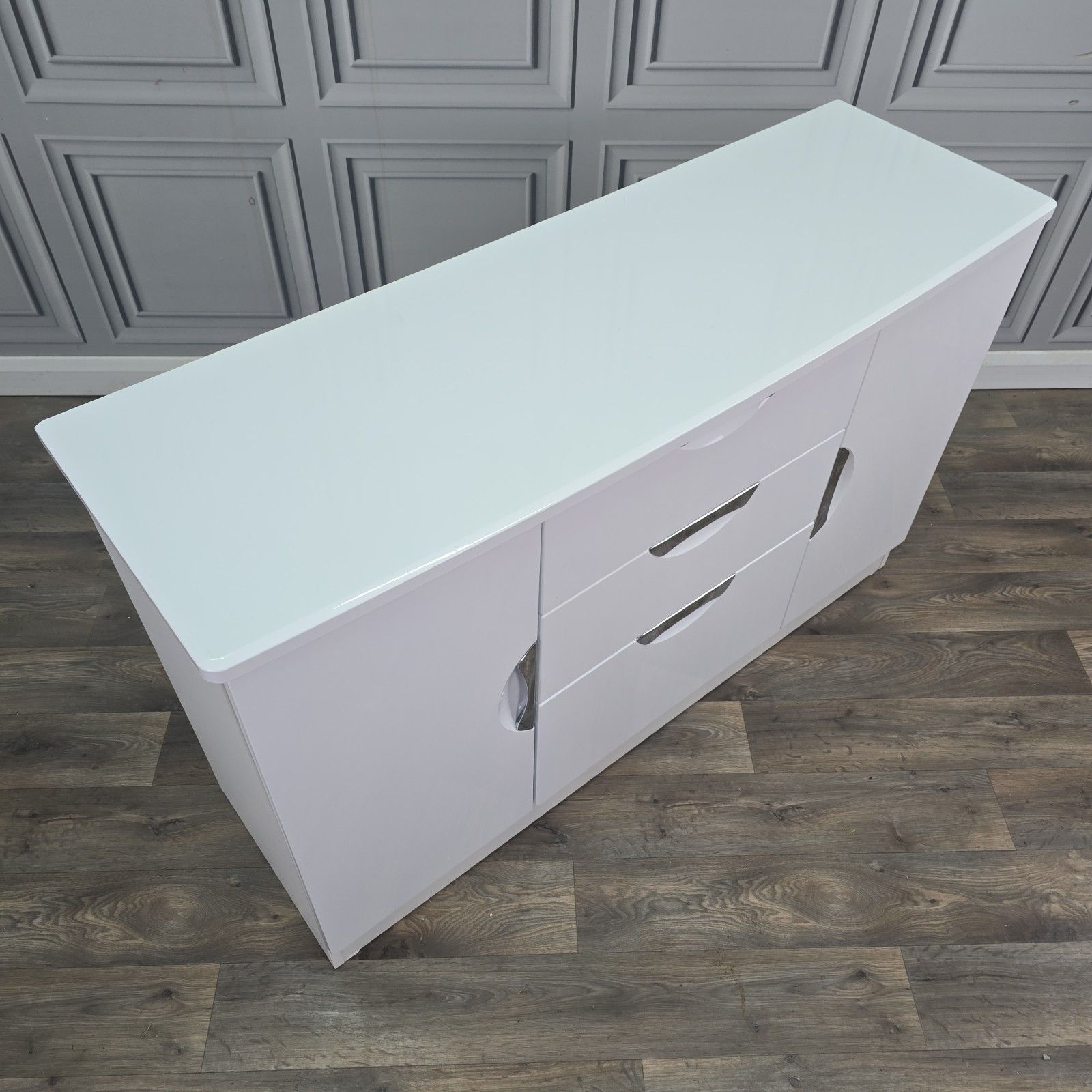 Contemporary Gloss White Sideboard Cabinet Cupboard & Drawers Modern Storage photo for sale