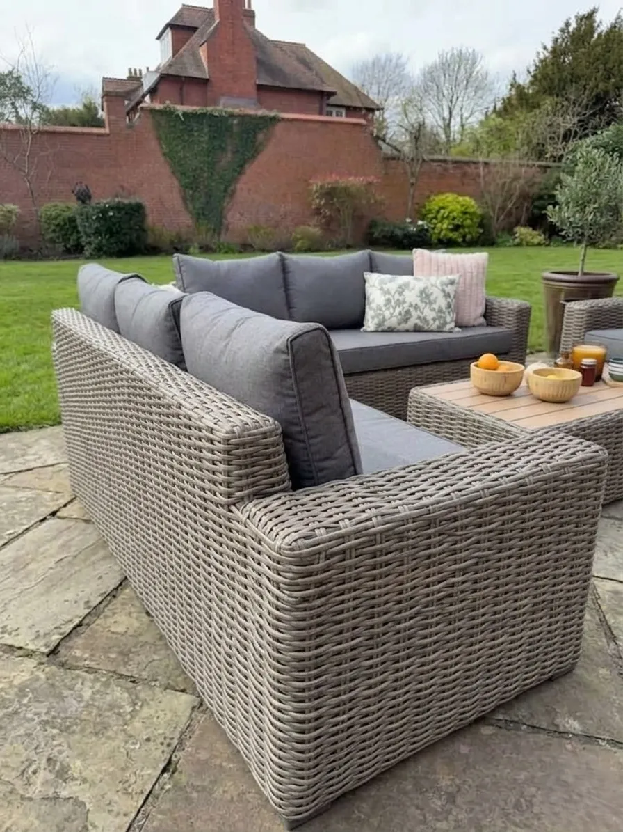 Grey 3+1+1 Seater Garden Outdoor Sofa