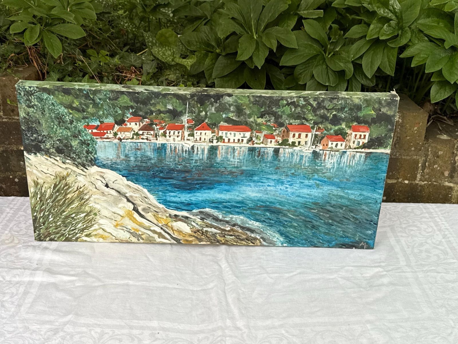 Original Vintage Coastal Oil Painting On Canvas By Sussex Artist Mark Fisher photo Art