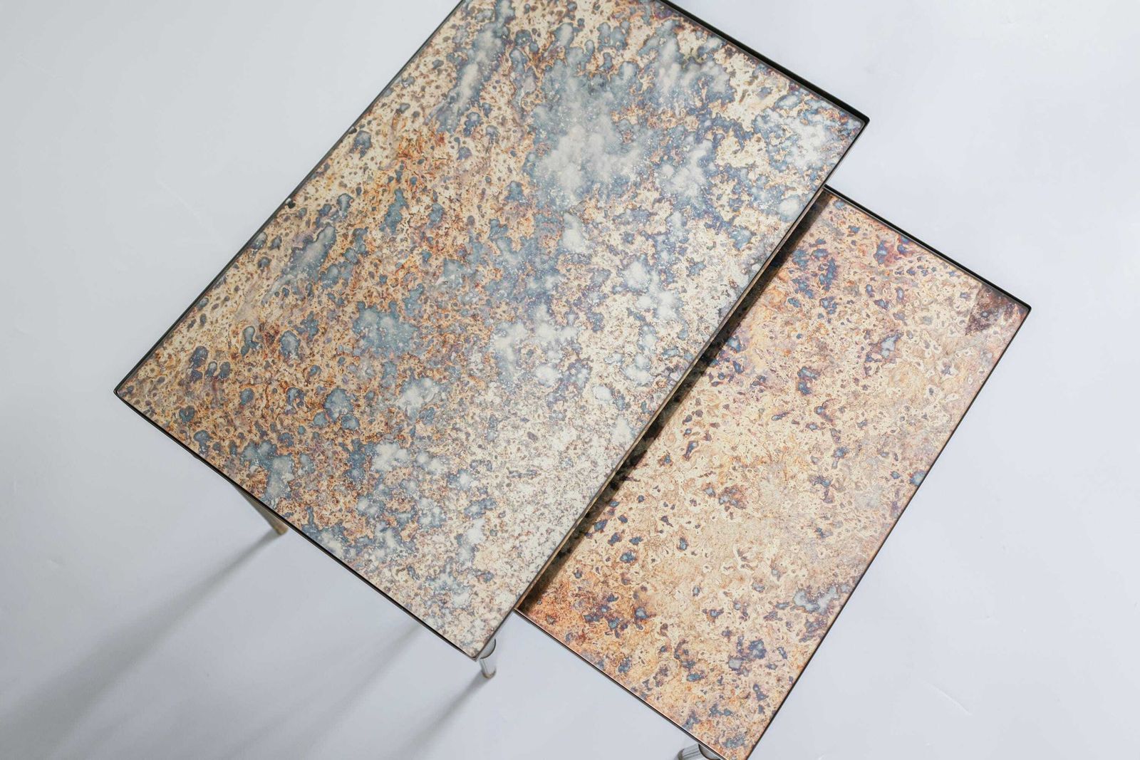 Neoclassical Eglomise Glass Nesting Tables, 1960s. photo Furniture