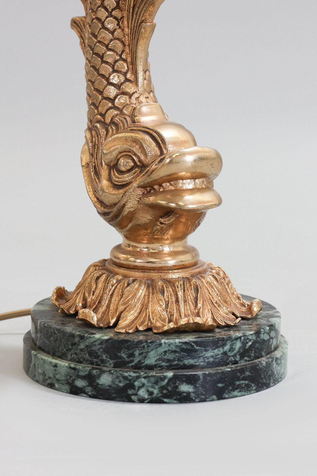 Vintage Messing Koi Vis Lamp met Groen Marmeren Voet – jaren 1960/1970 photo 267.0