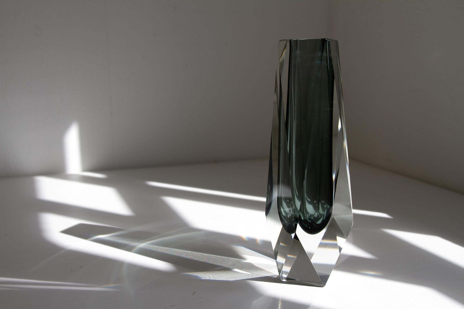 Italian Murano Faceted Sommerso Glass Vase, 1970s. photo for sale