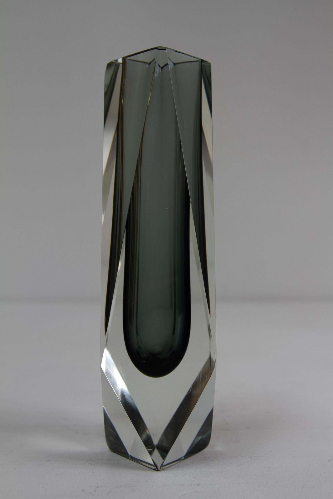 Italian Murano Faceted Sommerso Glass Vase, 1970s. photo Home Decor